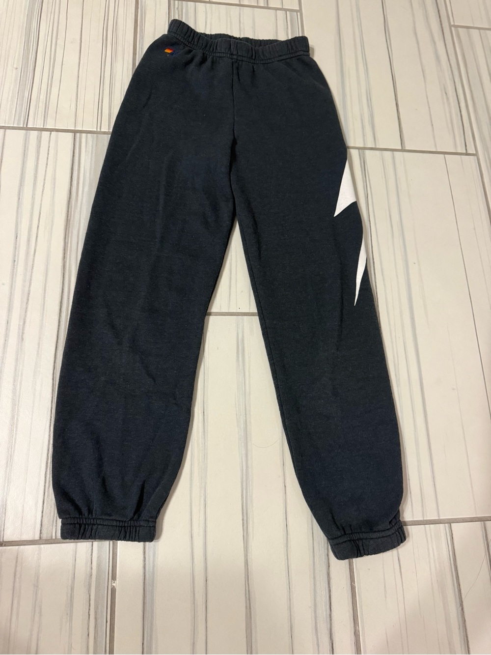 Aviator Nation Kids Bolt print sweatpants - size 12 - charcoal/white